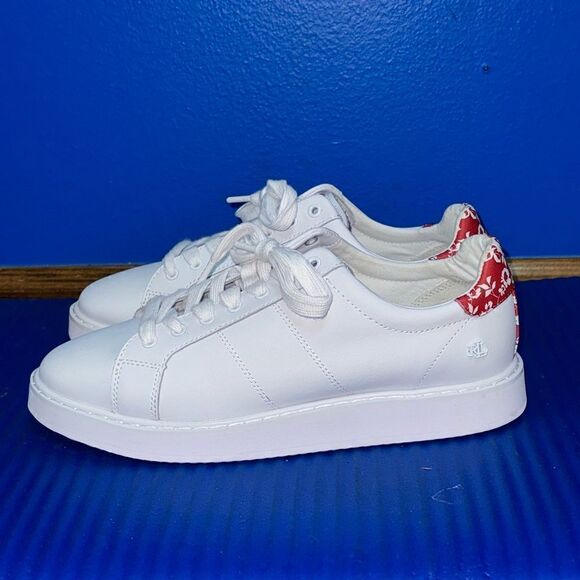 Size 11- Women’s Ralph Lauren Angeline II Leather Floral Sneakers NEW 🌹 - Picture 3 of 8